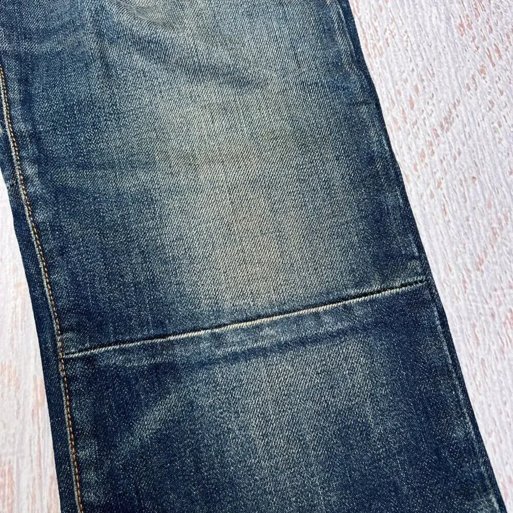 Ben Taverniti Unravel Project Straight Jeans Blue Distressed Button Fly 35x36